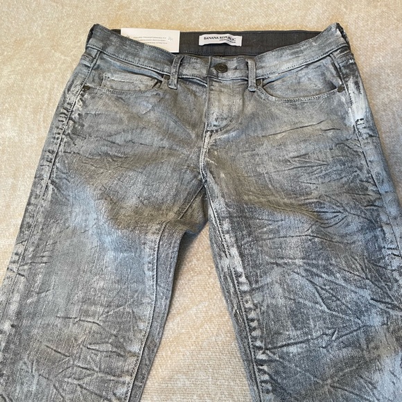 Banana Republic Paint Washed Distressed Gray Skinny Jeans Sz25 Grunge Biker Core - Picture 2 of 7